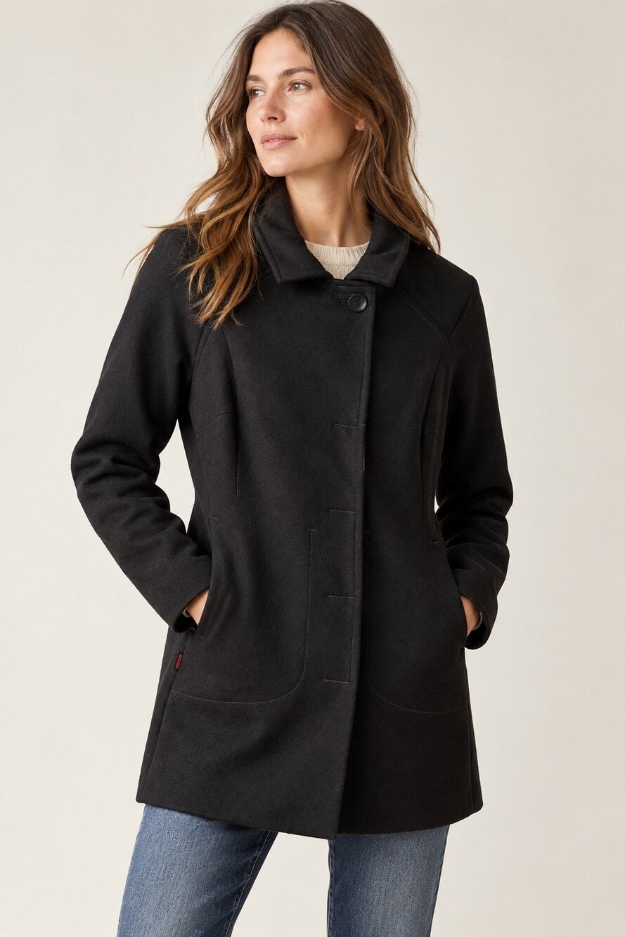 Icebreaker Coastal Merino Wool Mayfair Tailored Coat Jacket Black Size Small